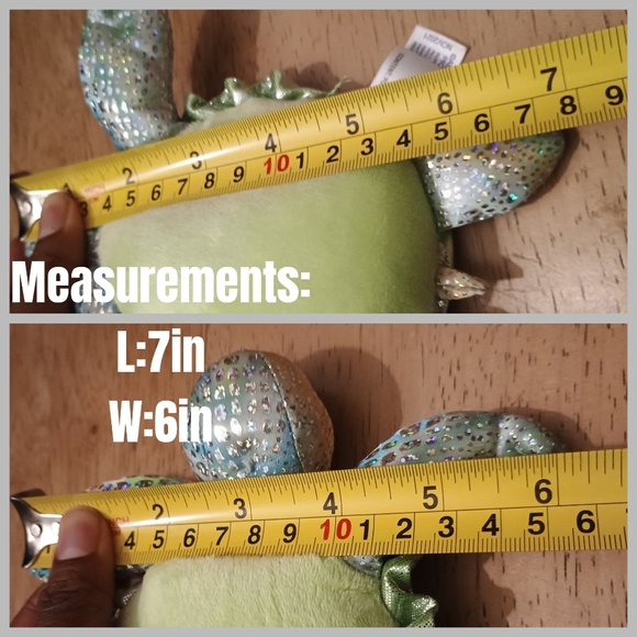 Aurora Sea Turtle Plush Sparkle Shimmer Stuffed Animal Toy Green Blue 7in - Picture 10 of 10